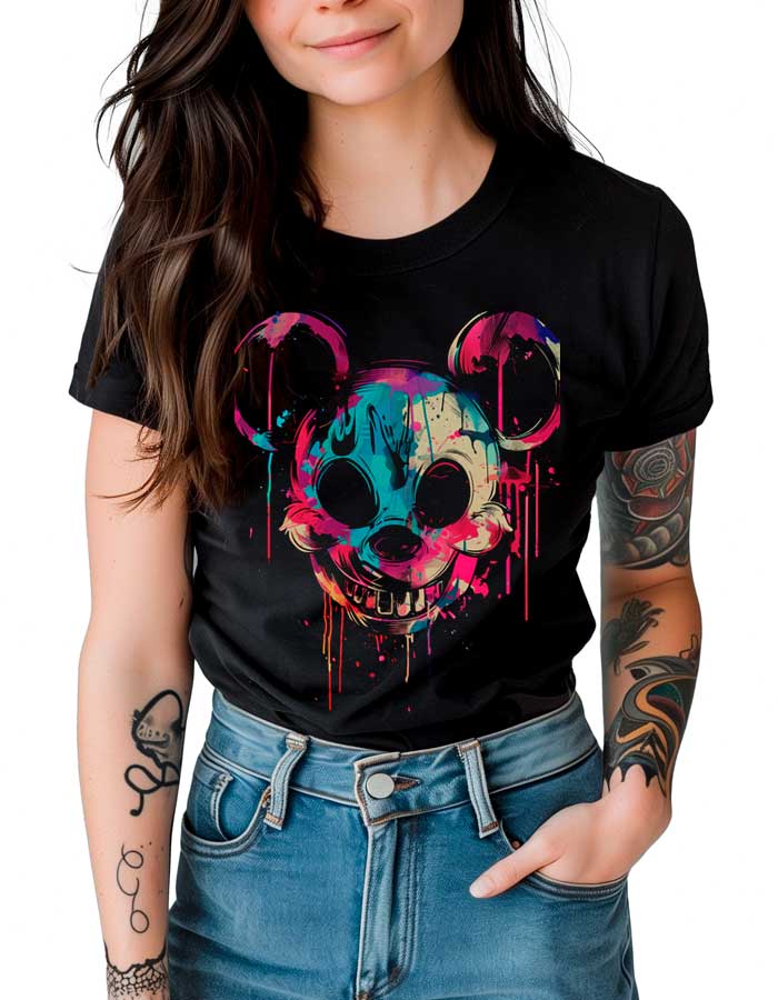tshirt-damski-premium-czarny-Psychedelic-Skull
