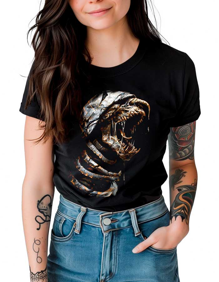 tshirt-damski-premium-czarny-Savage-Skull Savage Skull - obrazek 1
