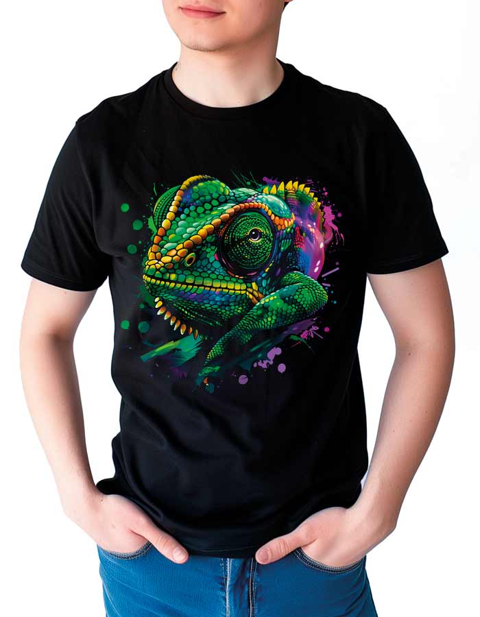tshirt-meski-premium-czarny-Vivid-Chameleon-Burst