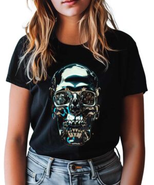 tshirt damski czarny skull Chrome Skull
