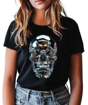 tshirt damski czarny skull Chrome Skull Shine