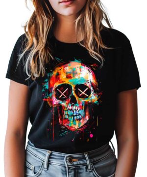 tshirt damski czarny skull X Eyed Chaos
