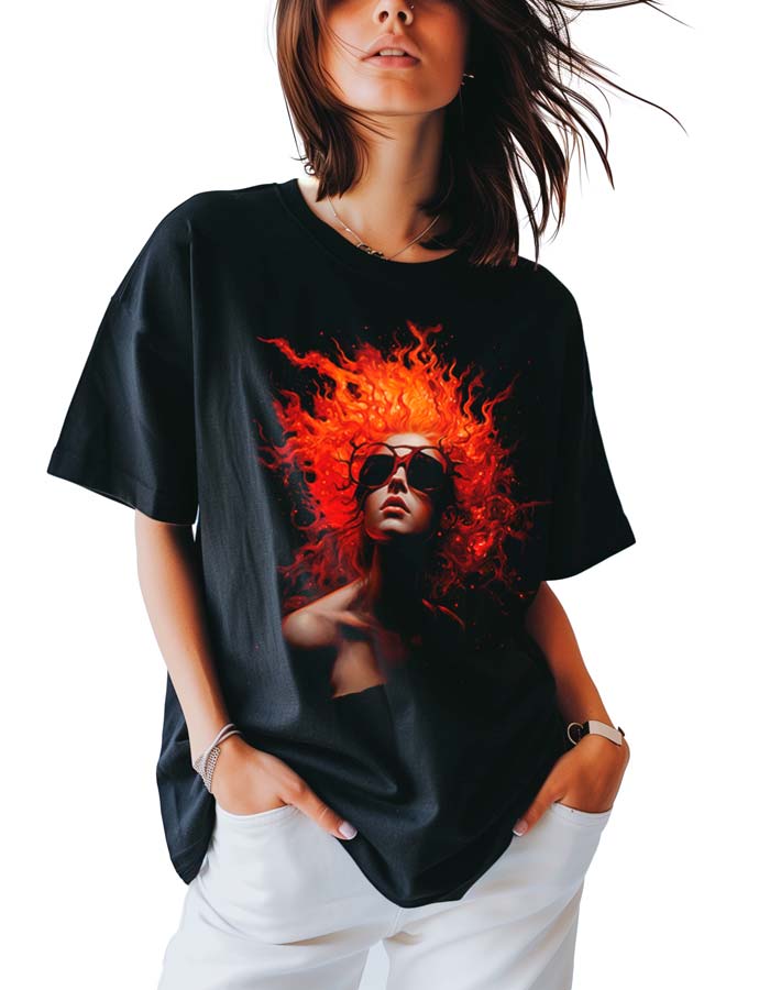 tshirt-damski-czarny-oversize-kosmos-Flaming-Diva