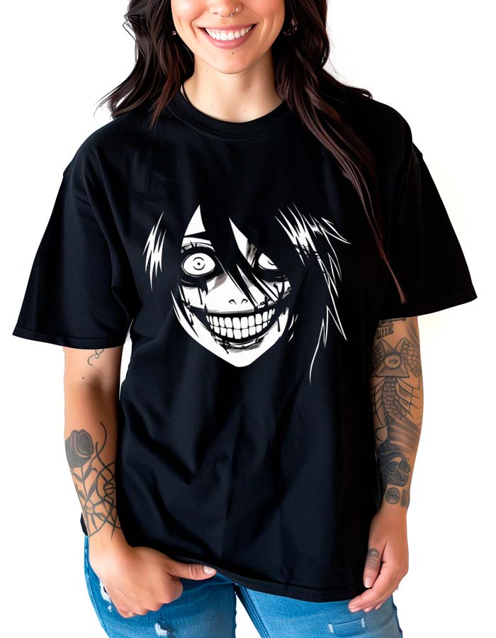 tshirt-damski-oversize-czarny-Creepy-Smile