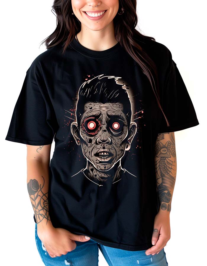 tshirt-damski-oversize-czarny-Cyborg-Zombie