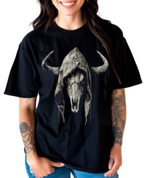 tshirt damski oversize czarny Ethereal Skull