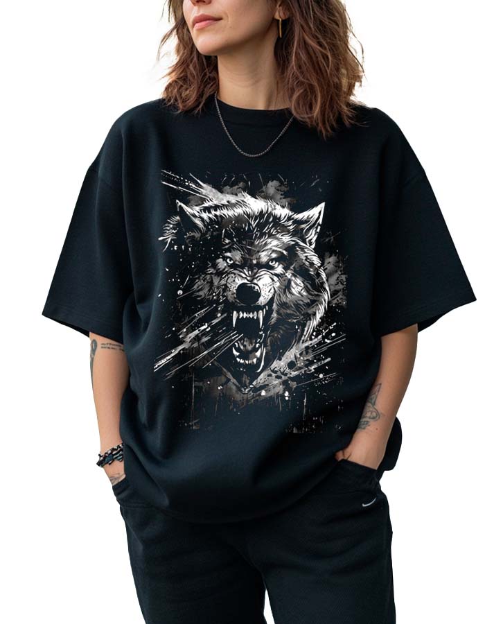 tshirt-damski-oversize-czarny-Fury-of-the-Wolf Fury of the Wolf - obrazek 1
