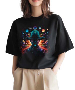 tshirt damski oversize czarny Galactic Shaman