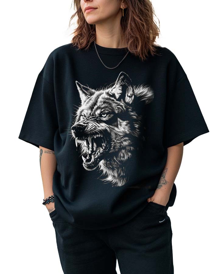 tshirt-damski-oversize-czarny-Howl-of-the-Predator Howl of the Predator - obrazek 1
