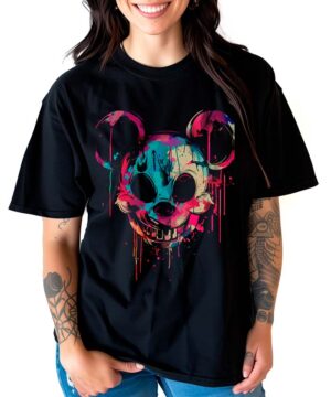 tshirt damski oversize czarny Psychedelic Skull
