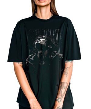 tshirt damski oversize czarny Rains Embrace