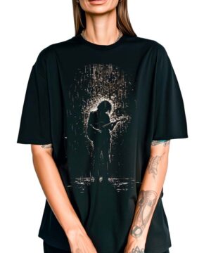 tshirt damski oversize czarny Rainy Strings