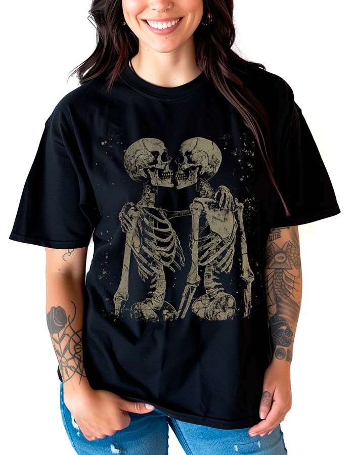 tshirt-damski-oversize-czarny-Skeleton-Love