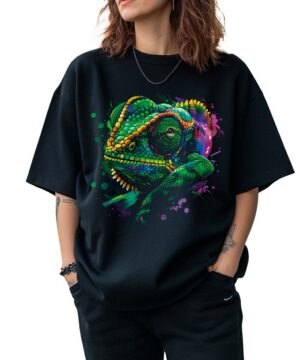 tshirt damski oversize czarny Vivid Chameleon Burst