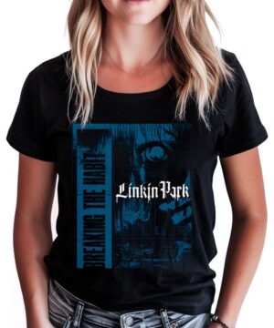Czarna koszulka z nadrukiem LINKIN PARK "Breaking the habit", klasyczny T-shirt, unisex, rękawy krótkie.