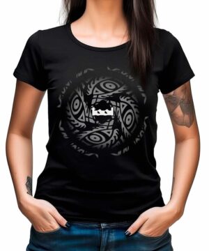 TOOL "Tonal" czarna koszulka koncertowa z okrągłym wzorem oka oraz białą koroną na klatce piersiowej.