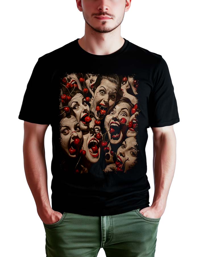 tshirt-meski-czarny-popart-Cherry-Scream-Madness