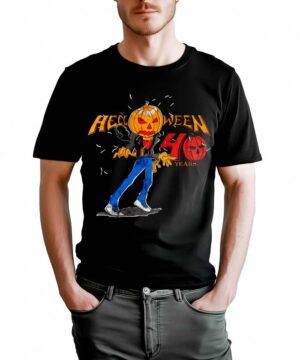 Czarna koszulka męska HELLOWEEN z grafiką Jack O Lantern i napisem "Halloween 40 Years" na froncie.