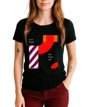 Czarna damska koszulka PINK FLOYD "The final cut" z geometrycznymi wzorami i napisem na przodzie.