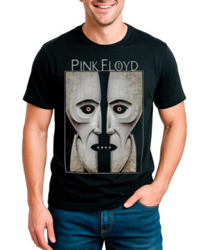 Czarna męska koszulka PINK FLOYD "Division Bell" z nadrukiem okładki albumu oraz nazwą zespołu nad grafiką.