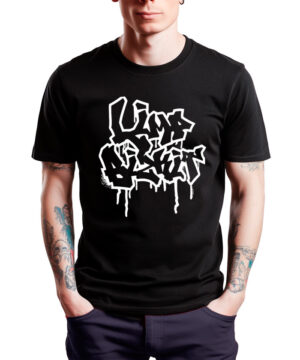 Męska koszulka LIMP BIZKIT "White sign" w kolorze czarnym z białym, graffiti napisem na froncie, stylowy fason.