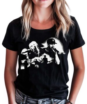 Czarna koszulka damska LINKIN PARK "Vintage" z monochromatycznym nadrukiem muzyków zespołu na froncie.