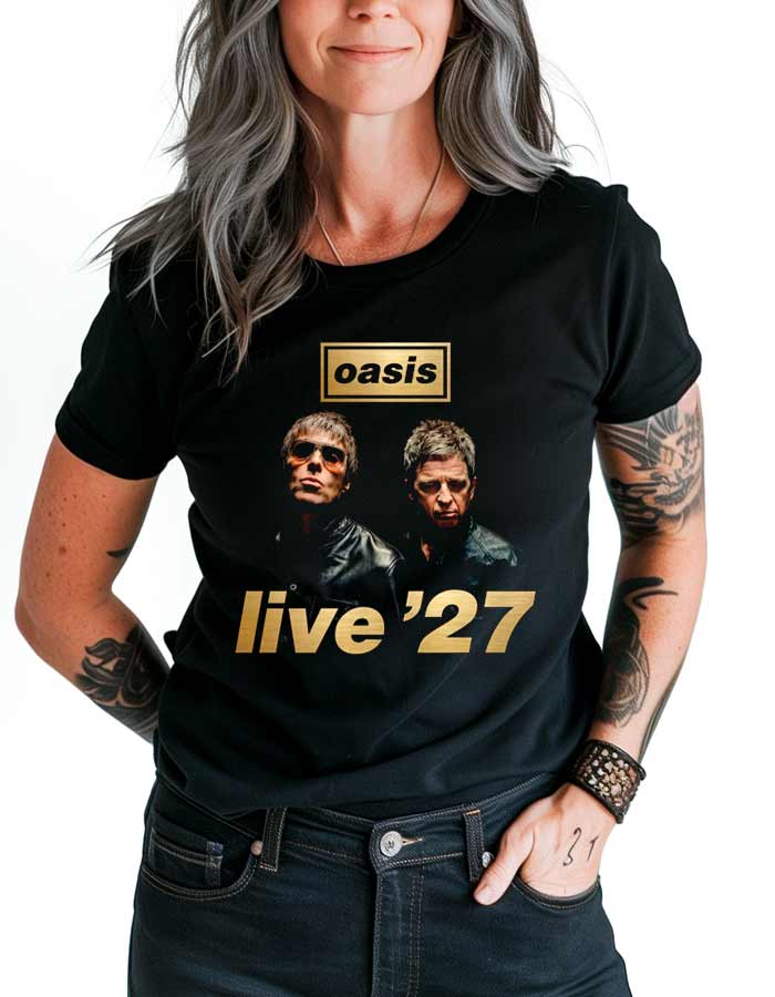 tshirt-muzyczny-damski-czarny-oasis-live27 OASIS "Live '27" - obrazek 1